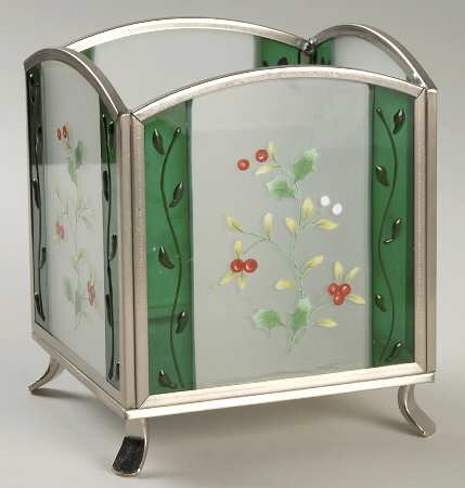 Winterberry Square Glass & Metal Votive Candleholder