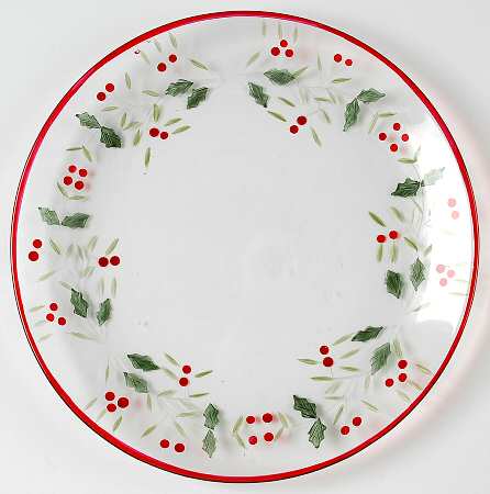Winterberry Hand Painted Glass Dessert Plate