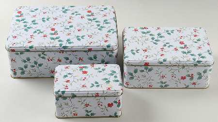 Winterberry Set of 3 Rectangular Storage Tins