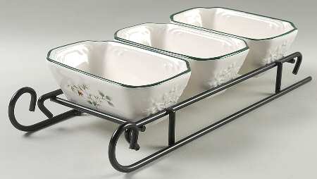 Winterberry Tidbit Bowl Set-3 Bowls W/Rack