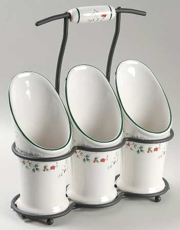 Winterberry Flatware Caddy-3 Holders & Metal Caddy