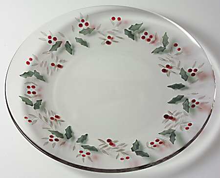 Winterberry Hand Painted Glass Dessert Plate