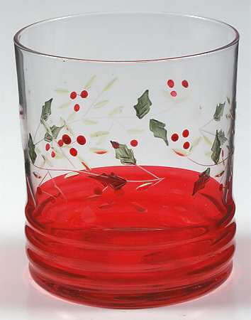 Winterberry Hand Painted Glass Double Old Fashioned