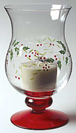 Winterberry Handpainted Glass Hurricane Lamp