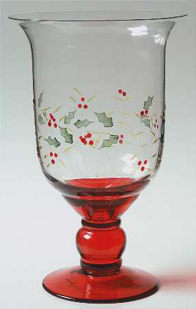 Winterberry Handpainted Glass Hurricane Lamp