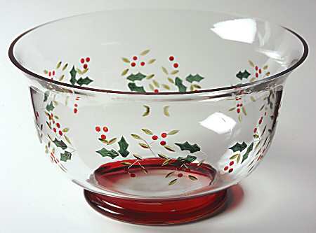 Winterberry Hand Painted Glass Salad Bowl