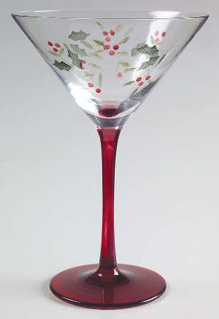Winterberry 8 Oz Handpainted Glassware Martini