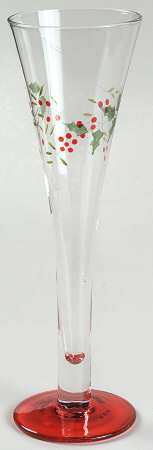 Winterberry 4 Oz Hand Painted Glassware Champagne Flute