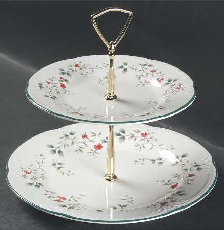 Winterberry 2 Tiered Serving Tray (Dinner & Salad Plate)