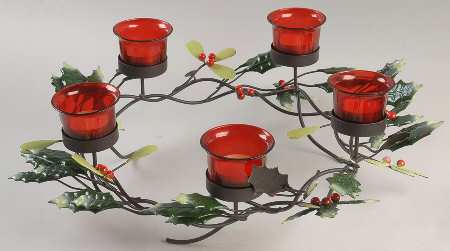 Winterberry Metal Votive Candleholder (Holds 5)