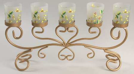 Winterberry Metal Candleholder with 5 Glass Votives