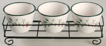 Winterberry 3 Dip Bowls with Wire Rack