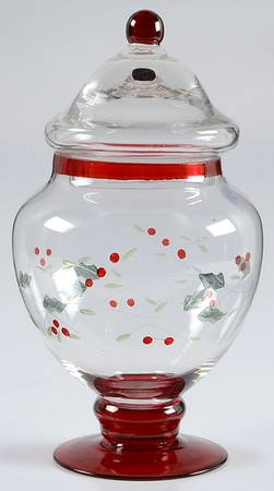 Winterberry 8" Glass Apothecary Jar & Lid