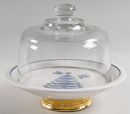 Yorktowne Holiday 6 1/2"-7 1/2" Footed Cheese Plate w/ Glass Dome HC