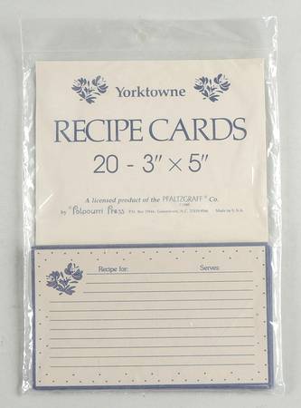 Yorktowne (Set of 20) Paper Recipe Cards by Pfaltzgraff