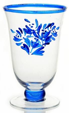 Yorktowne 18 Oz Handpainted Glass Footed Iced Tea