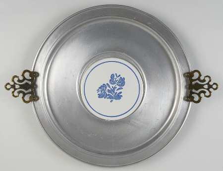 Yorktowne Round Handled Serving Tray with Tile Metal