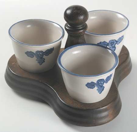 Yorktowne 3-Piece Condiment Set with Wood Stand