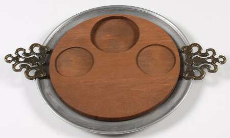 Yorktowne Thee & Me Wine Set Metal Tray & Wood Insert