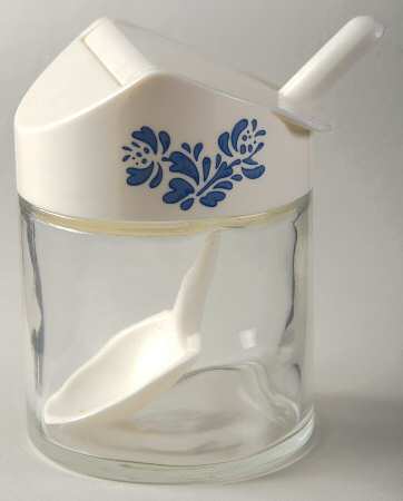Yorktowne Glass Sugar Bowl w/Plastic Lid & Spoon