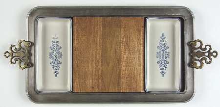 Yorktowne 2-Part Relish with Metal Tray & Wood Block