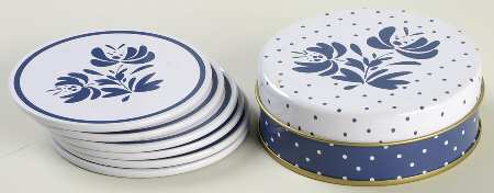 Yorktowne Round Metal Cork Back Coaster - Set of 6 Boxed