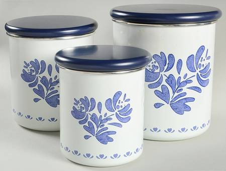 Yorktowne (3 Piece) Metal Storage Jar Set & Wood Lids