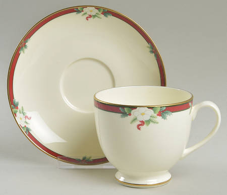 Yuletide (Bone) Footed Cup & Saucer Set