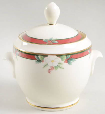 Yuletide (Bone) Sugar Bowl & Lid