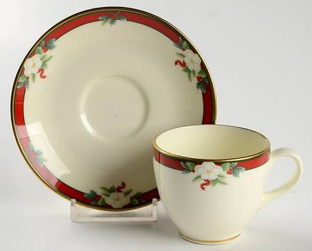 Yuletide (Bone) Flat Demitasse Cup & Saucer Set