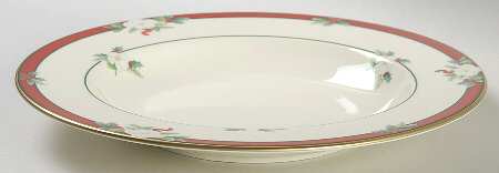 Yuletide (Bone) Large Rim Soup Bowl