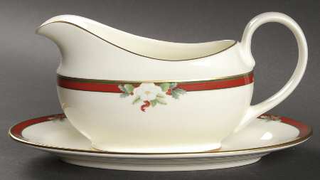 Yuletide (Bone) Gravy Boat & Underplate/Relish