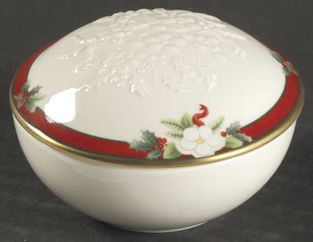 Yuletide (Bone) Round Box & Lid