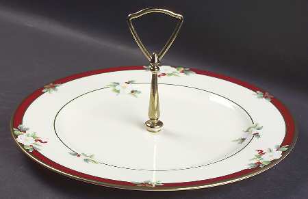 Yuletide (Bone) Round Serving Plate with Handle (DP)