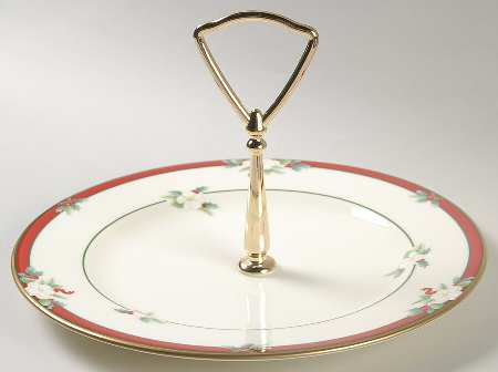 Yuletide (Bone) Round Serving Plate with Handle (SP)