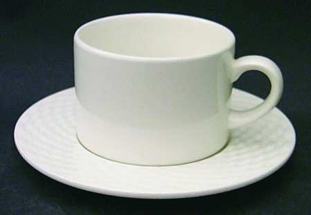 President White Flat Cup & Saucer Set