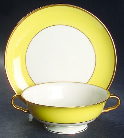 1005A-201 Footed Cream Soup Bowl & Saucer Set