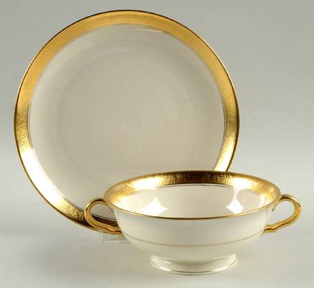 Athenian Footed Cream Soup Bowl & Saucer Set