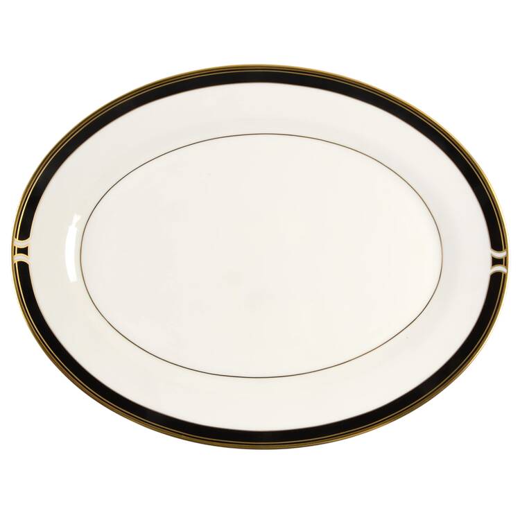 Black Satin 14" Oval Serving Platter
