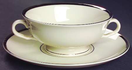 Bracelet Platinum Footed Cream Soup Bowl & Saucer Set