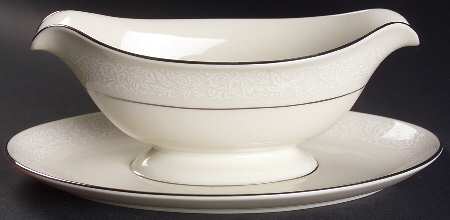 Brocade Gravy Boat with Attached Underplate