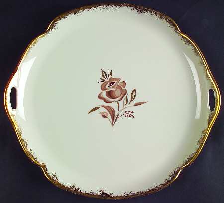 Brown Rose Handled Cake Plate