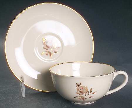 Brown Rose Flat Cup & Saucer Set