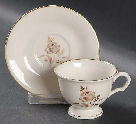 Brown Rose Footed Demitasse Cup & Saucer Set