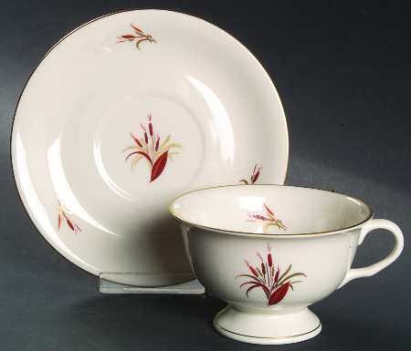 Cattails Footed Cup & Saucer Set