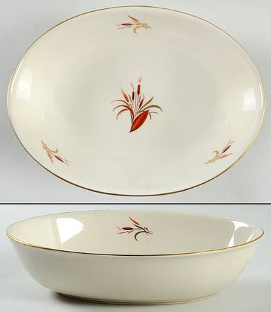 Cattails 9" Oval Vegetable Bowl