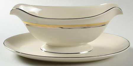 Champagne (Ivory Background) Gravy Boat with Attached Underplate