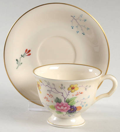 Chinese Seasons Footed Demitasse Cup & Saucer Set