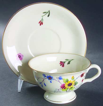 Chinese Seasons Footed Cup & Saucer Set