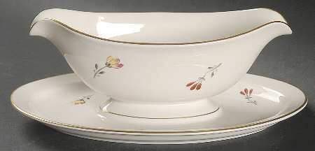 Chinese Seasons Gravy Boat with Attached Underplate